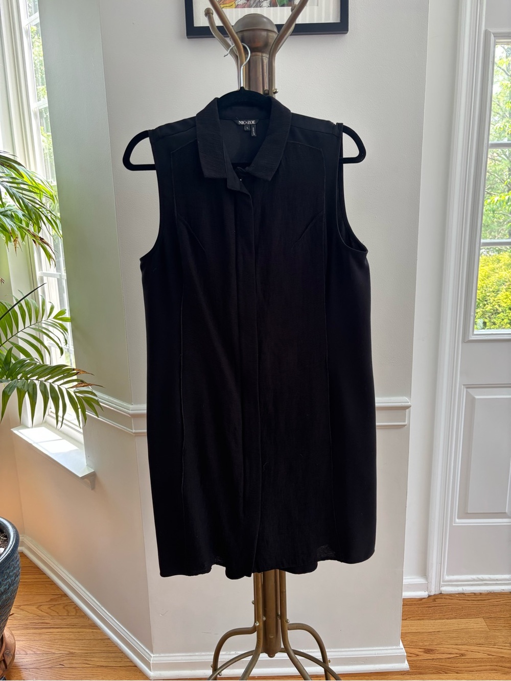 NIC+ZOE Black Sleeveless Collared Casual Resortwear Dress